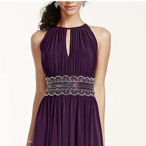 Sleeveless keyhole beaded waist bridesmaid/prom dress!